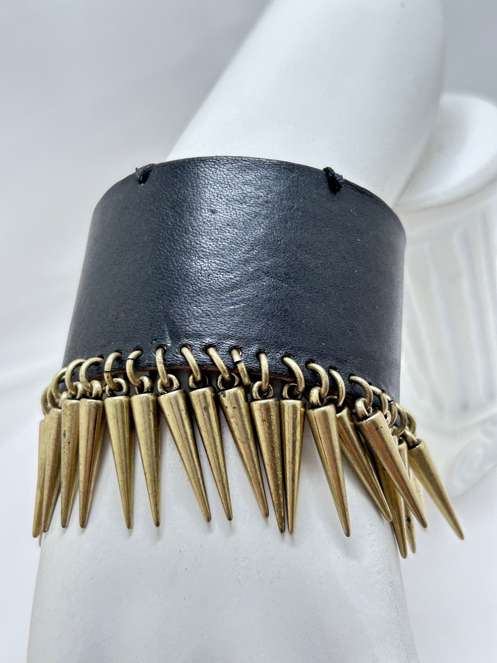 Metal Devastation, Leather & Brass Spiked Bracelet Gauntlet, Goth, Punk